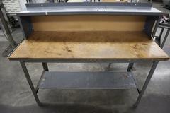 Steel Work Bench with Wood Top and Lower/Upper Shelves
