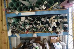 Surplus Aluminum and Steel, Mostly Bars and Rods -Includes Shelving Unit