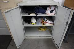 Metal Storage Cabinet, 2 Door with 3 Adjustable Shelves and Contents