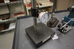 Fowler 6" Digital Height Stands (2), (3) Assorted Indicator Stands, (1)  6x6x6" Black Granite Height Stand with Fowler 1" Dial Travel Indicator