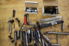 Lathe Tooling, Assorted, Collet Holders, Bar Puller Parts, Chuck Key, Boring Bar and More