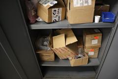 Equipto Steel 2 Door Cabinet with 7 Adjustable Shelves and Contents of Hardware and Fasteners