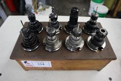 CAT40 ER16 Collet Type Tool Holders in Wood Rack (8pcs)