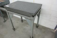Tru-Stone Grade B, Black 2 Lip Granite Surface Plate on Heavy Duty Rolling Steel Stand, Stone is 36" x 24" x 4"