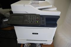 Steel 5 Drawer Shipping Desk with Computer, Monitors, Xerox Scanner Printer
