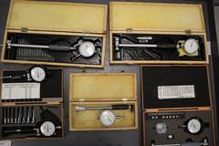 Dial Bore Indicators (6pcs), (1) Mitutoyo .7-1.4", (1) Mitutoyo .4-.7", (1) Mitutoyo .24-.4", (3) China Brand
