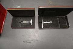 Depth Micrometers (2pcs), (1) Starrett 0-6" Blade Depth Mic, (1) Central Tool 0-3" Round Barrell Mic