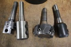 R8 Collets in Carousel, Assorted R8 Tool Holders, End Mill, Boring Head, Shell Mill