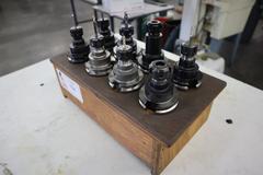 CAT40 ER16 Collet Type Tool Holders in Wood Rack (8pcs)