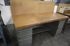 Equipto Heavy Duty Steel Work Bench with Wood Top and Lower Drawers