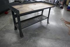Work Bench w Lower Shelf and Raised Metal Lip