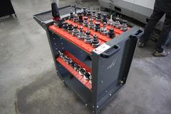 Haas Rolling Tool Cart 32 Pocket with Assorted CAT40 Tool Holders, Different Types and Brands