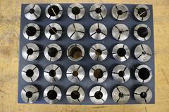 Hardinge 5C Collets in Metal Divider Rack (30 Collets)