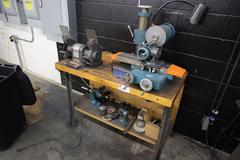 KO Lee End Mill Grinder with Attachments, Craftsman Double End Bench Grinder and Maple Top Work Bench