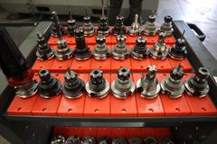 Haas Rolling Tool Cart 32 Pocket with Assorted CAT40 Tool Holders, Different Types and Brands