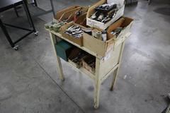 Wooden Shelf Unit with Contents of Loose HSS & Carbide Tooling