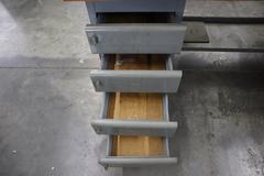 Equipton Work Bench, Wood Top, Upper Shelf, Lower Shelf, Base with 4-Drawers and Cabinet