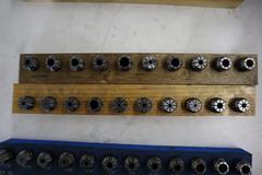 ER16 & ER20 Collets in Wood Racks, (44) ER16's, (12) ER20's