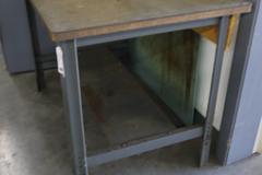 Work Bench Metal Adjustable Legs, Wood Top, Lower Shelf