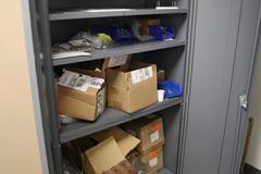 Equipto Steel 2 Door Cabinet with 7 Adjustable Shelves and Contents of Hardware and Fasteners