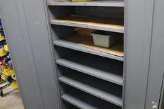 Steel 2 Door Cabinet with 7 Adjustable Shelves and Contents