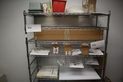 Rolling Adjustable Shelf Wire Racking with 10 Shelves and Contents