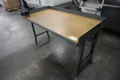 Metal Frame Work Bench with Particle Board Top and CAT40 Tool Vise
