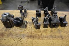 Aloris BXA Quick Change Tool Post with Assorted Slide-On Cutter Holders, 3" x 3" Base