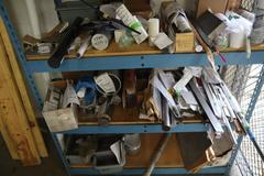 Surplus Aluminum and Steel, Mostly Bars and Rods -Includes Shelving Unit
