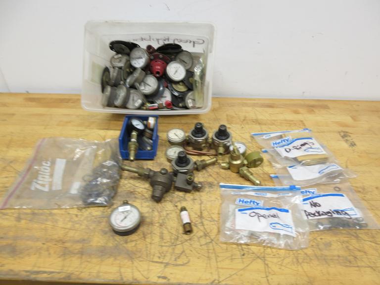 Smith's and Other Assorted Gas Guages, Valves, Orings, Filters and Parts