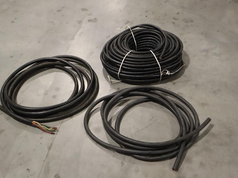 Heavy Duty 3 Phase Wire (1) Approx 25' of 6/3 & 8/1, (1) Approx 26' of 6/4, (1) Approx 100'+ Coil of 4/C 10 AWG Wire