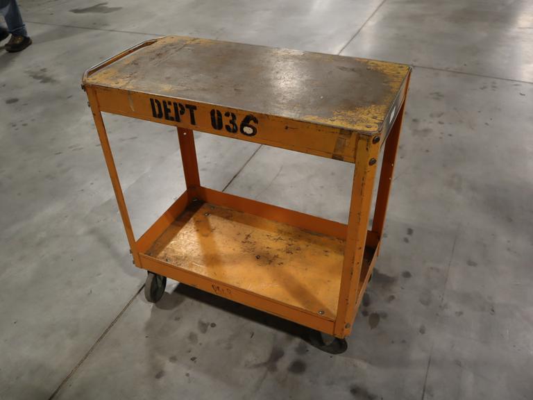 Metal Orange Rolling Shop Cart