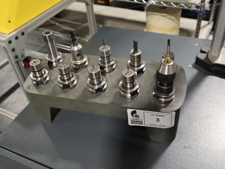 BT30 Tool Holders (10pcs) In Plastic Caddy, (8) Nikken SKN-10B Collet, (1) Keyless Drill Chuck, (1) End Mill Holder