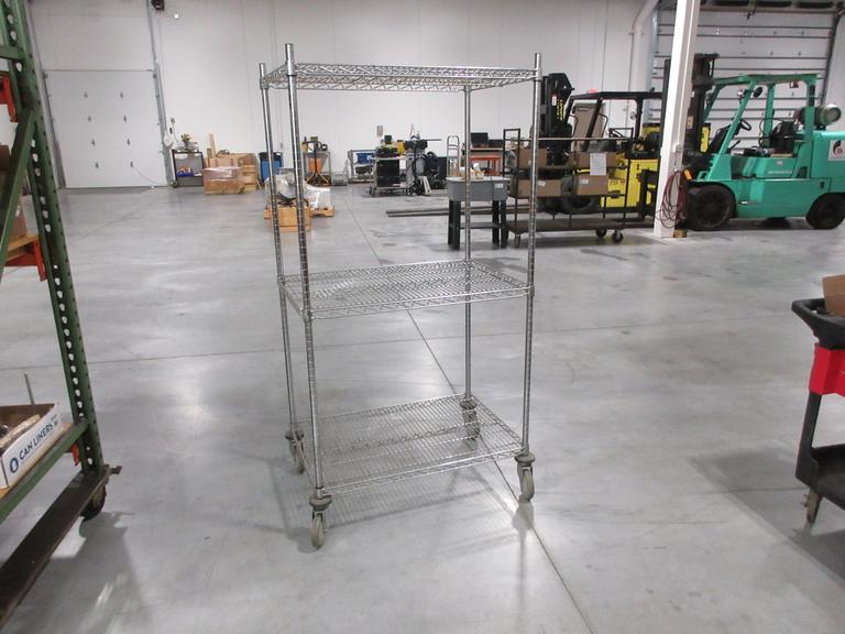 Nexel Adjustable 3 Shelf Rolling Wire Rack