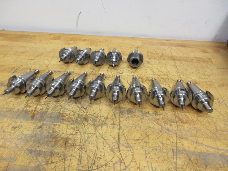 Pioneer CAT40 (15pcs) End Mill Holders, (10) 1/8" Dia, (2) 3/16" Dia, (1) 1/4" Dia, (1) 3/8" Dia, (1) 1" Dia