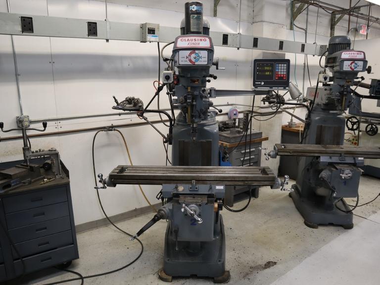 Clausing Kondia 9"x48" Knee Mill, Fagor 2-Axis DRO, Quill Feed, Kurt Power Drawbar