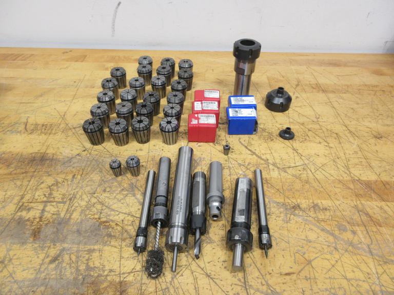 ER32 Collets, New and Used, with Assorted Collet Holder Extensions