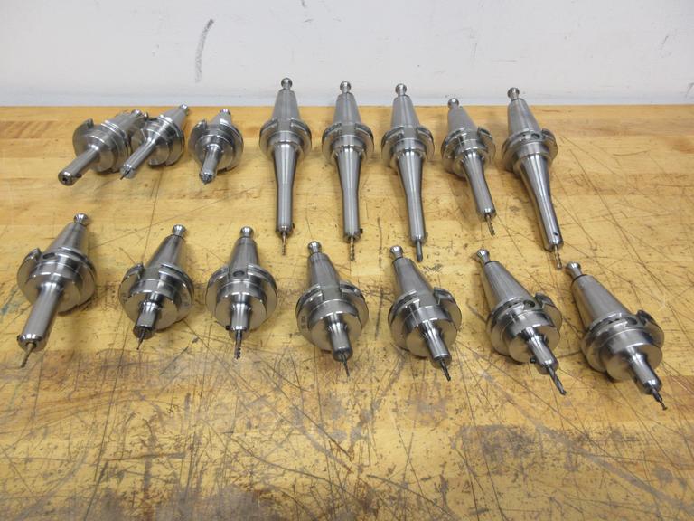 Pioneer CAT40 (15pcs) Ext & Reg Length End Mill Holders, 1/8", 3/16", 1/4" Diameters