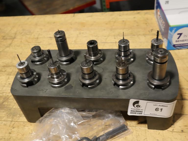 BT30 Tool Holders (10pcs) in Plastic Tool Caddy, Most Are Nikken SKN10B Collet Type Holders