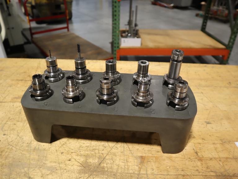 BT30 Tool Holders (10pcs) in Plastic Tool Caddy, Most Are Nikken SKN10B Collet Type Holders