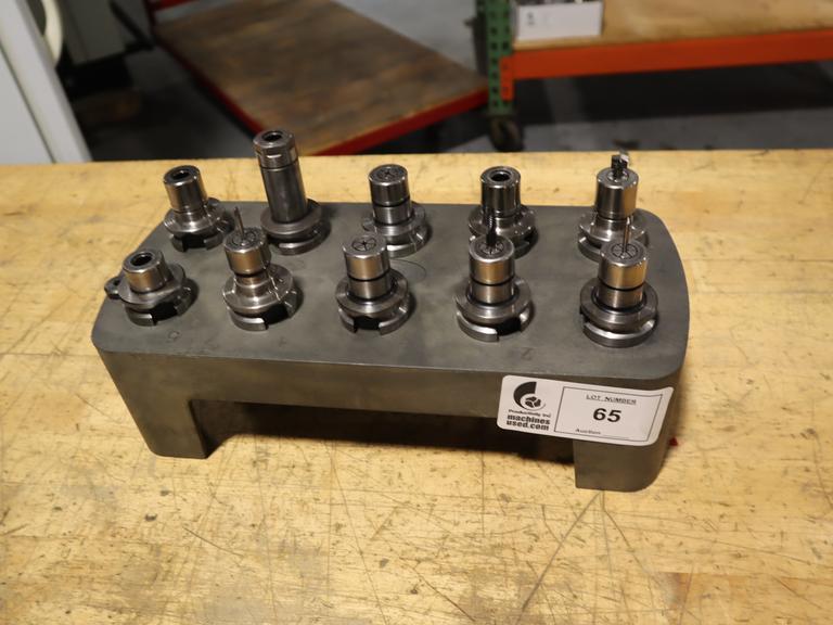 BT30 Tool Holders (10pcs) in Plastic Tool Caddy, Most Are Nikken SKN10B Collet Type Holders
