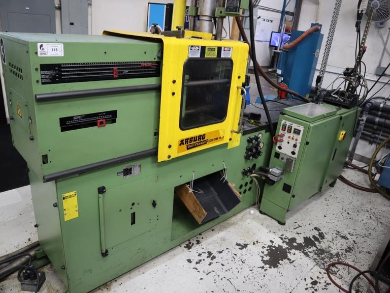 Arburg Allrounder Model 305-210-700 Hydraulic Plastic Injection Molding Machine with 1/2 ton Jib Crane and Electric Hoist