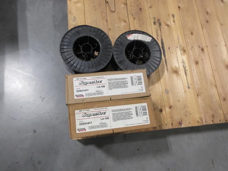 Mig Welding Wire Spools, (2) Lincoln Electric SuperArc LA-100 .045" **New in Boxes**, (2) Weld Cote Metal Partial Rolls .030" Wire