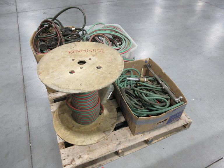 Oxy/Acetylene Torch Parts, Gas Valves, and Partial Spool of New Tubing on Pallet