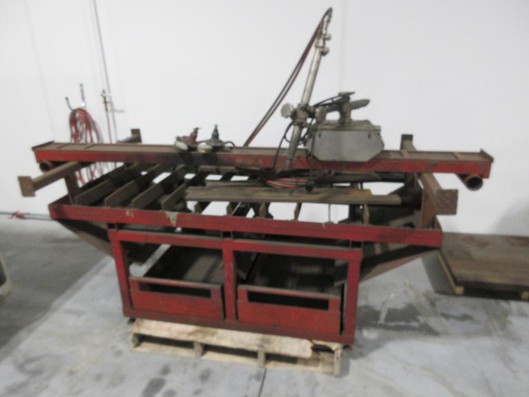 Oxy/Acetylene Torch Track Cutting Table with Victor VCM 200 Motor Unit and Adjustable Torch, Track, and Material Catch Drawers