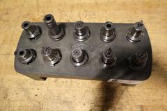 BT30 Tool Holders (10pcs) in Plastic Tool Caddy, Most Are Nikken SKN10B Collet Type Holders