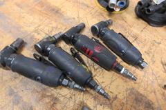 Pneumatic Power Tools, (3) 4.5" Palm Sanders, (4) 90 Deg Die Grinders, (3) Straight Die Grinders, (1) Drill with 3/8" Keyed Chuck