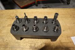 BT30 Tool Holders (10pcs) in Plastic Tool Caddy, Most Are Nikken SKN10B Collet Type Holders