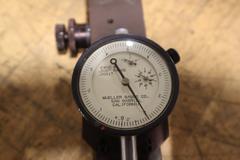 Inspection Fixtures (3pcs), (1) Mueller Model 77M Shallow Bore Gage .5" - 3.5", (1) Travel Indicator Stand, (1) Geometric Style A, Tilting 3" Rotary Table