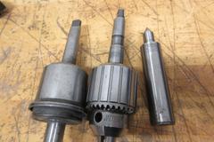 Manual Lathe Tooling, (3) Dorian QITP25-N and (1) Aloris AXA 1 Tool Post Holders, Jacobs Keyed Chuck & Live Center with #2 MT, Royal Live Center 1" Straight Shank